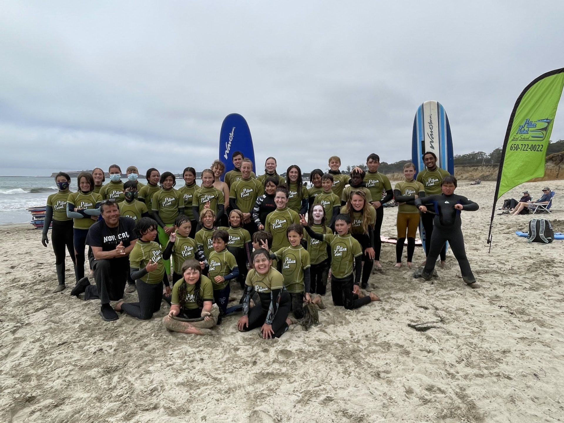 Group of student from Kids Summer Surf Camp